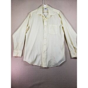 VTG Montgomery Ward Shirt Mens 16 Ivory Long Sleeve Button Up Collar Dress Shirt